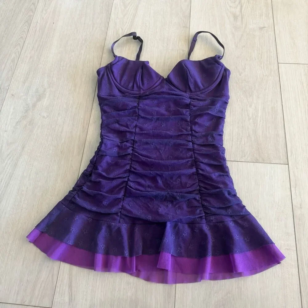 Victoria's Secret Sexy Little Things Teddy Babydoll Dress Purple Sissy size s